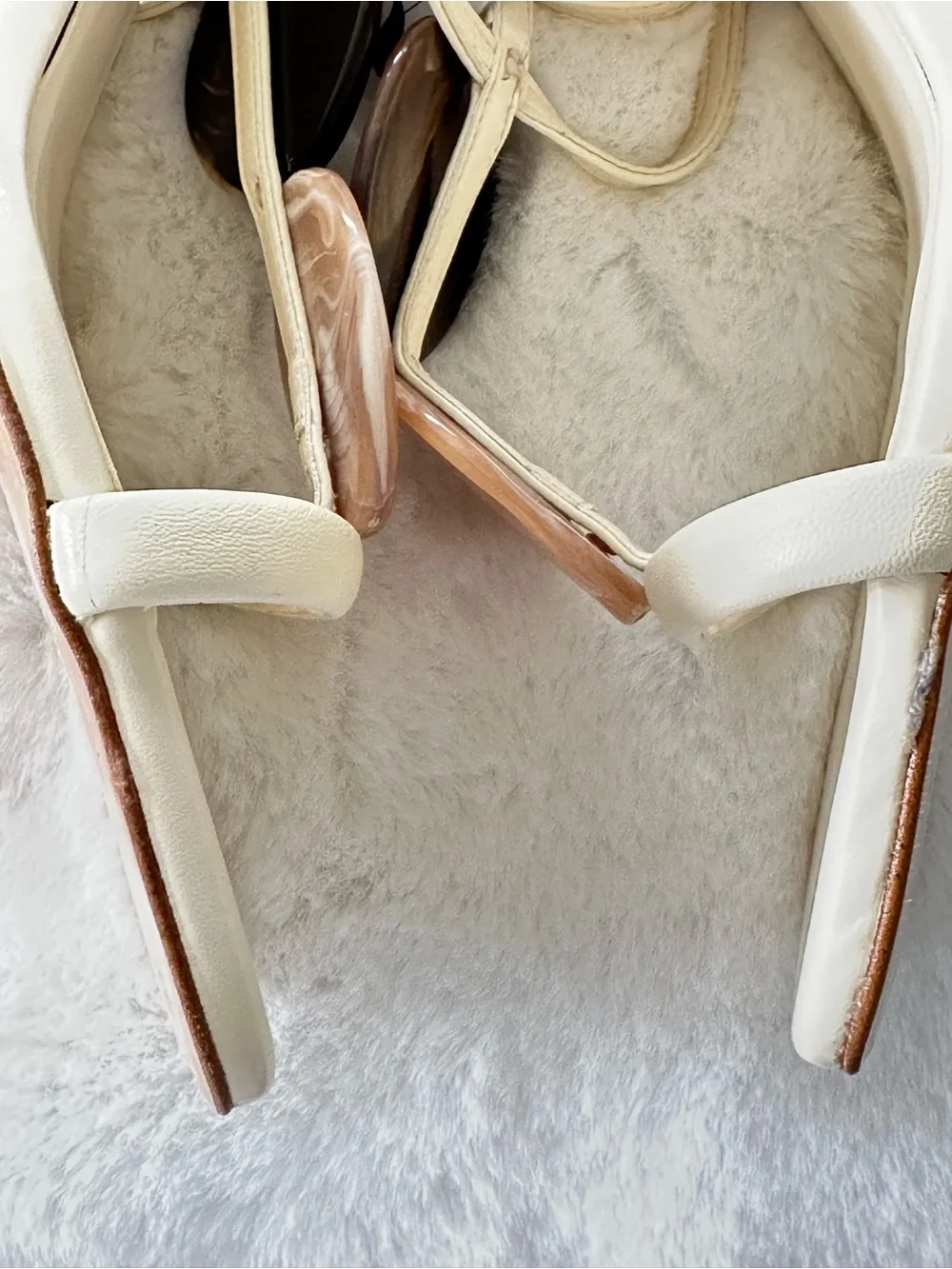 ZARA Cream Sandals with Brown and Tan Gem Accents - Picture 8 of 14